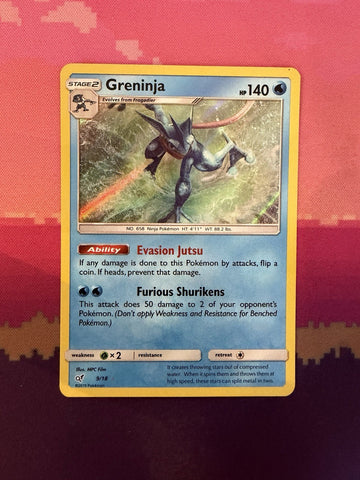 Pokemon Card Greninja Detective Pikachu Holo Rare 9/18 Near Mint