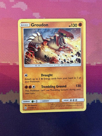 Pokemon Card Groudon Cosmic Eclipse Rare 113/236 Near Mint