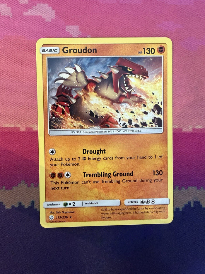 Pokemon Card Groudon Cosmic Eclipse Rare 113/236 Near Mint