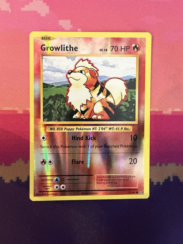Pokemon Card Growlithe Evolutions Reverse Common 17/108 Near Mint