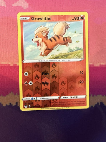 Pokemon Card Growlithe Silver Tempest Reverse Holo Common 019/195 Near Mint