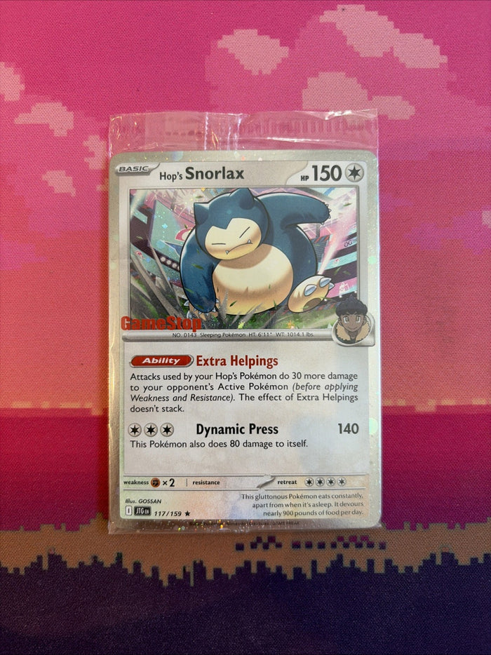 Pokemon Card Hop's Snorlax Game Stop Promo STAMPED 117/159 SEALED Near Mint