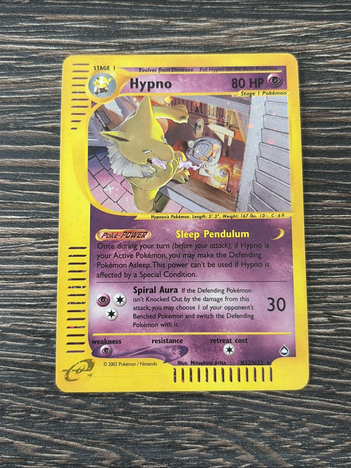 Pokemon Card Hypno Aquapolis Holo Rare H12/H32 Light Play Condition