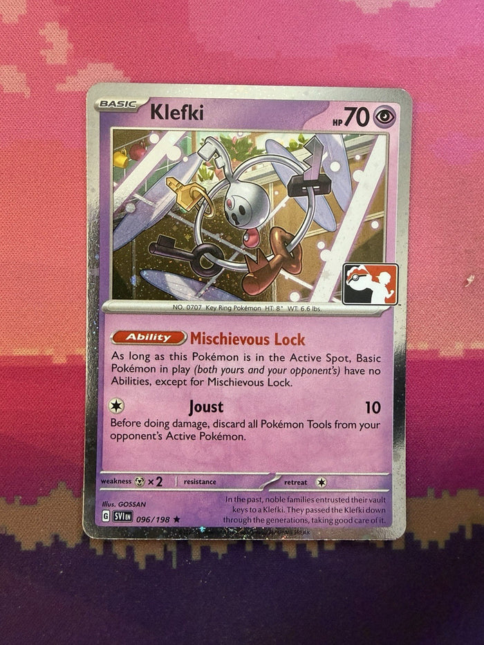 Pokemon Card Klefki Prize Pack Stamp Scarlet & Violet Cosmo Holo 096/198 NM