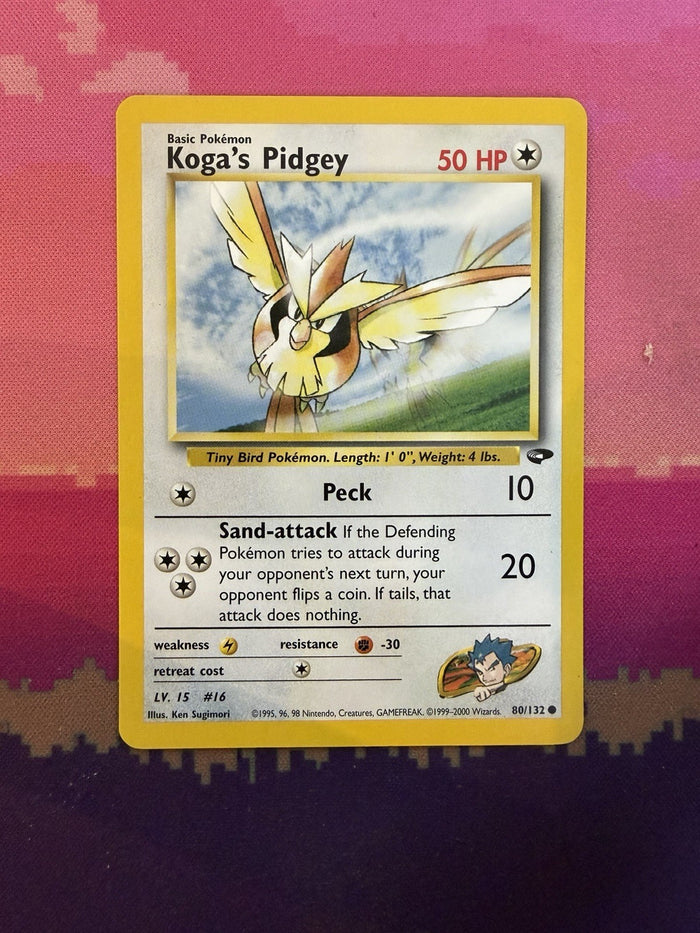 Pokemon Card Koga's Pidgey Gym Challange Common 80/132 Near Mint