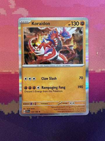 Pokemon Card Koraidon CRIMPED Scarlet & Violet Holo Rare 124/198 Near Mint