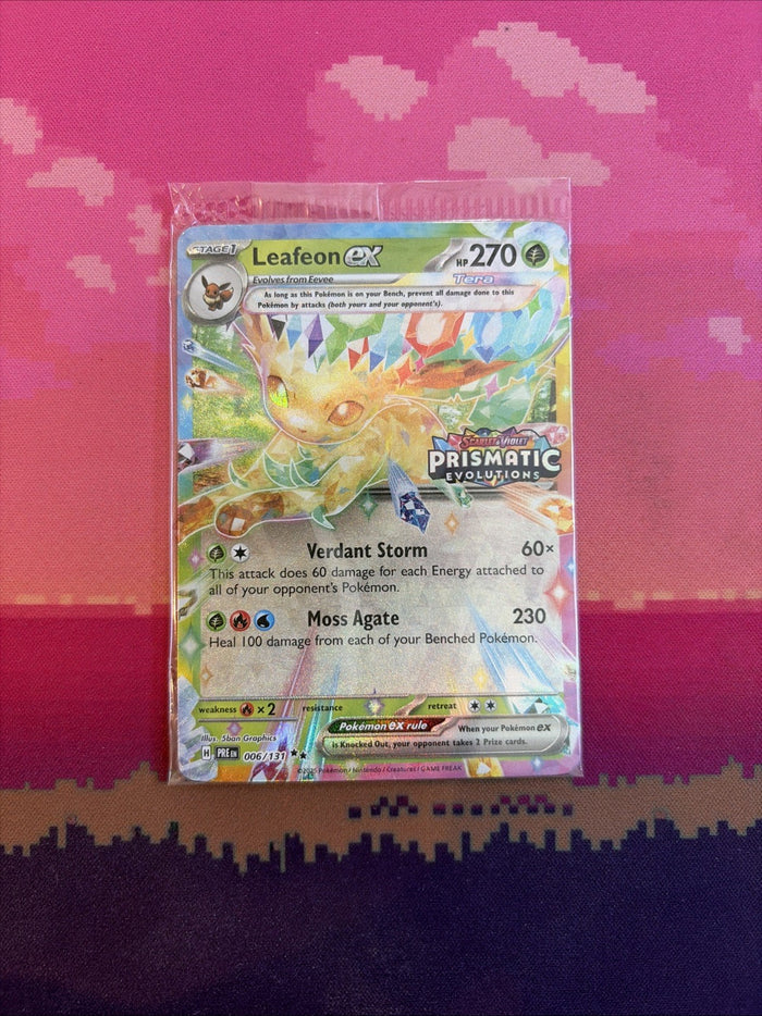 Pokemon Card Leafeon ex Prismatic Evolutions STAMPED 006/131 SEALED Near Mint