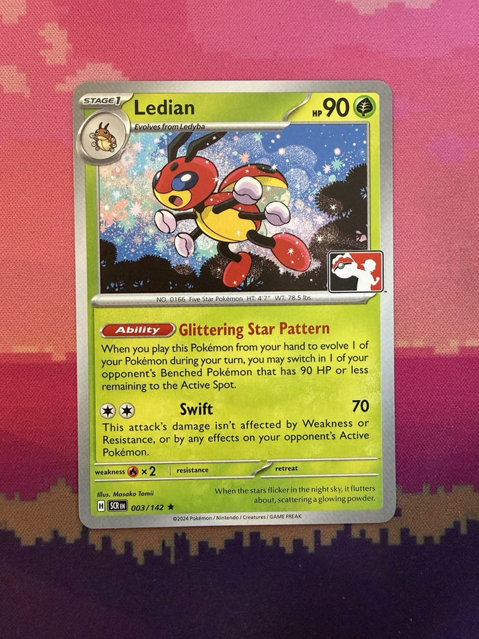 Pokemon Card Ledian Prize Pack Stamp Rare 003/142 Near Mint