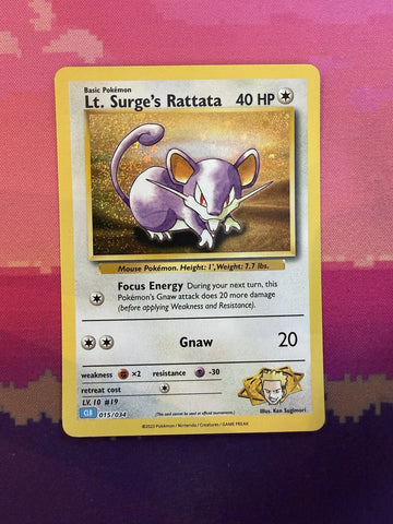 Pokemon Card Lt. Surge's Rattata Classic Collection Holo 015/034 Near Mint