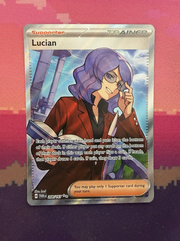 Pokemon Card Lucian Twlighlight Masquerade Ultra Rare Full Art 208/167 Near Mint