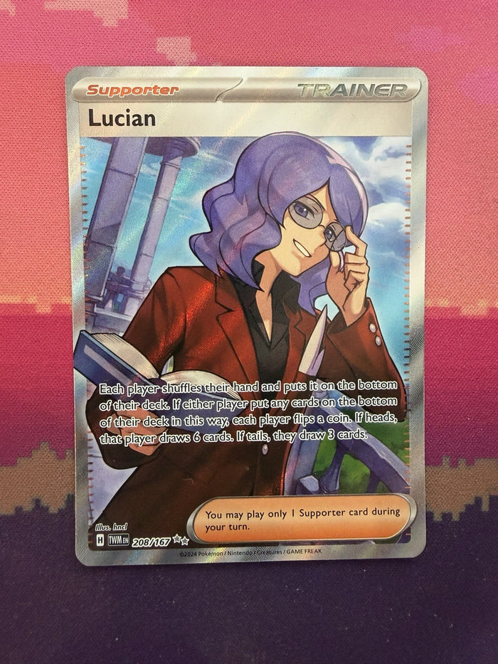 Pokemon Card Lucian Twlighlight Masquerade Ultra Rare Full Art 208/167 Near Mint