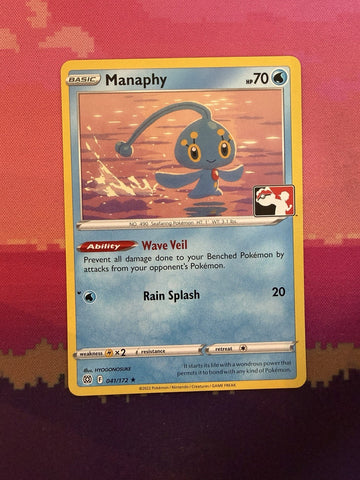 Pokemon Card Manaphy Prize Pack Stamp Rare 041/172 Near Mint