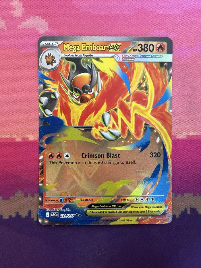 Pokemon Card Mega Emboar ex Ascended Heroes Double Rare 031/217 Near Mint