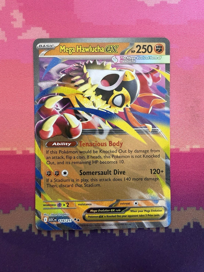 Pokemon Card Mega Hawlucha ex Ascended Heroes Double Rare 116/217 Near Mint