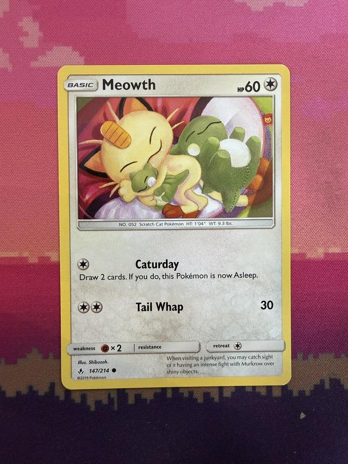 Pokemon Card Meowth Unbroken Bonds Common 147/214 Near Mint