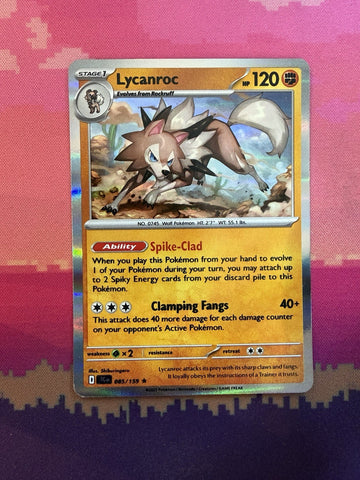 Pokemon Card MISPRINT Lycanroc Journey Together Holo Rare 085/159 Near Mint
