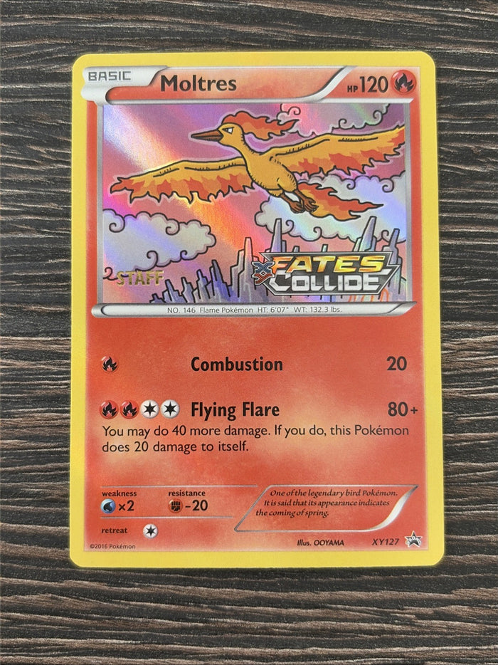 Pokemon Card Moltres XY127 STAFF Prerelease Black Star Promo Light Play