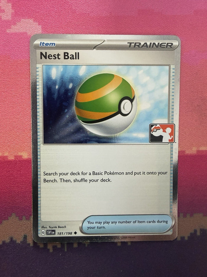 Pokemon Card Nest Ball Scarlet & Violet Prize Pack Stamp Holo Rare 181/198 NM