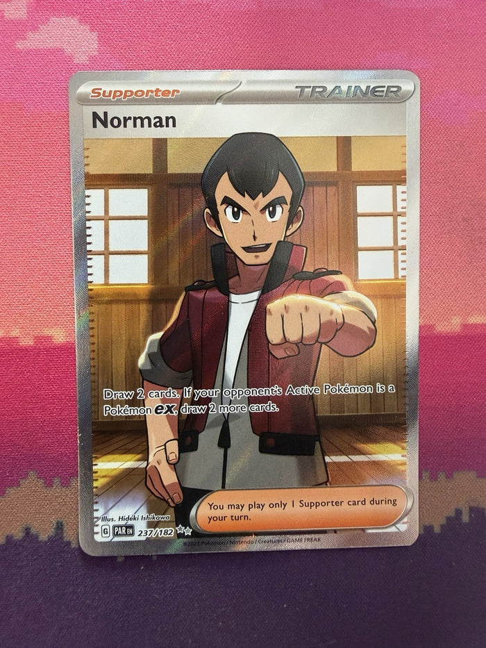 Pokemon Card Norman Paradox Rift Ultra Rare Full Art 237/182 Near Mint