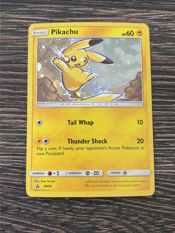 Pokemon Card Pikachu SM98 Black Star Promo (3) Light Play Condition