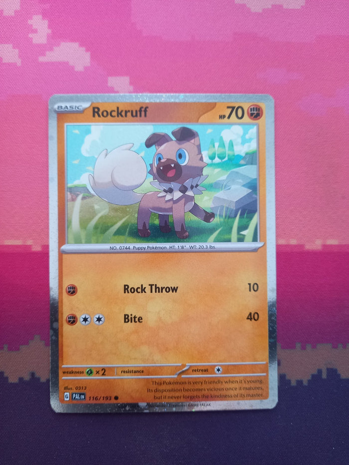Pokemon Card Rockruff Paldea Evolved Cosmo Holo 116/193 Near Mint
