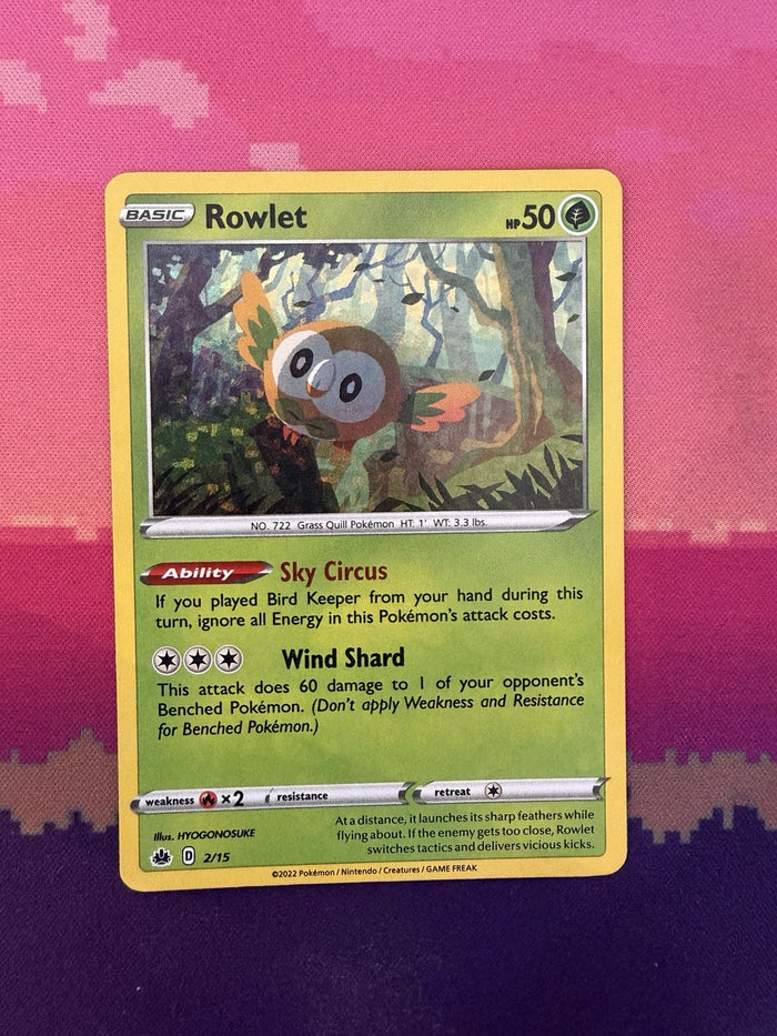 Pokemon Card Rowlet McDonald's Promo 2022 Holo 2/15 Near Mint