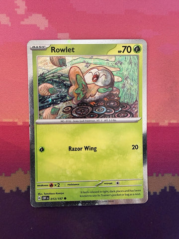 Pokemon Card Rowlet Obsidian Flames Cosmo Holo 013/197 Near Mint