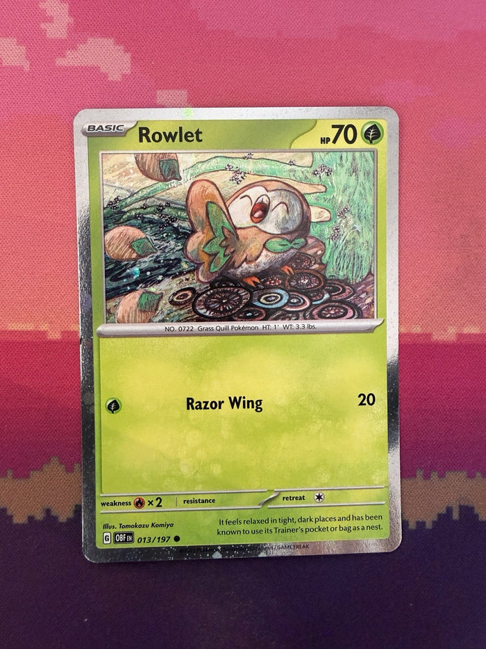 Pokemon Card Rowlet Obsidian Flames Cosmo Holo 013/197 Near Mint