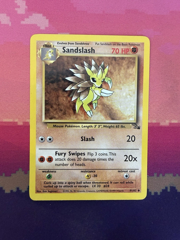 Pokemon Card Sandslash Fossil Uncommon 41/62 Near Mint