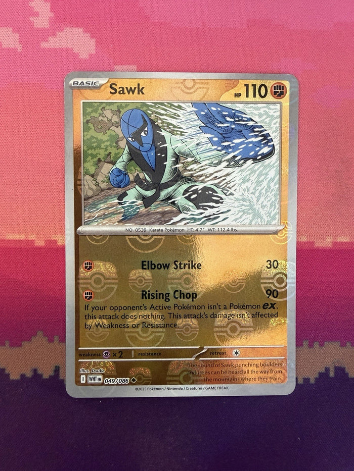 Pokemon Card Sawk White Flare Masterball Reverse Holo 049/086 Near Mint