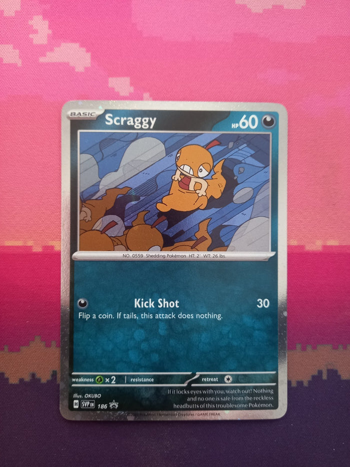 Pokemon Card Scraggy Black Star Promo 186 Cosmo Holo Near Mint