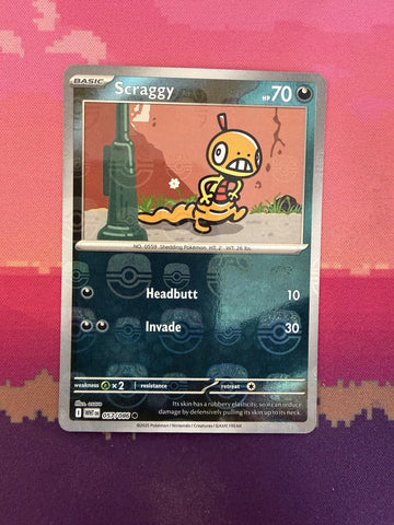 Pokemon Card Scraggy White Flare Master Ball Reverse Holo 057/086 Near Mint