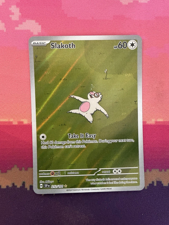 Pokemon Card Slakoth Surging Sparks Illustration Rare 212/191 Near Mint