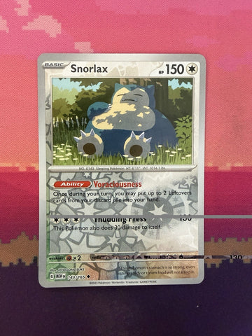 Pokemon Card Snorlax Scarlet & Violet 151 Reverse Holo 143/165 Near Mint