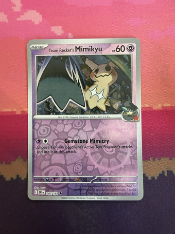 Pokemon Card Team Rocket's Mimikyu Destined Rivals Reverse Holo 087/182 NM