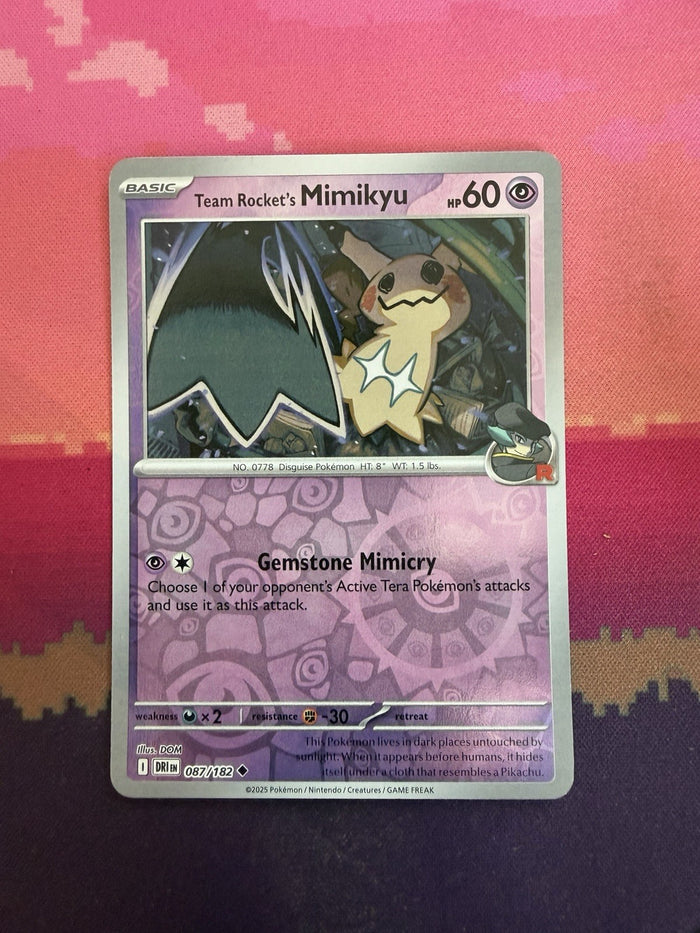 Pokemon Card Team Rocket's Mimikyu Destined Rivals Reverse Holo 087/182 NM