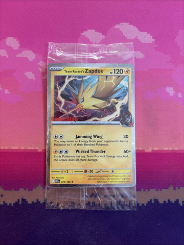 Pokemon Card Team Rocket's Zapdos Game Stop Promo STAMPED 070/182 SEALED NM