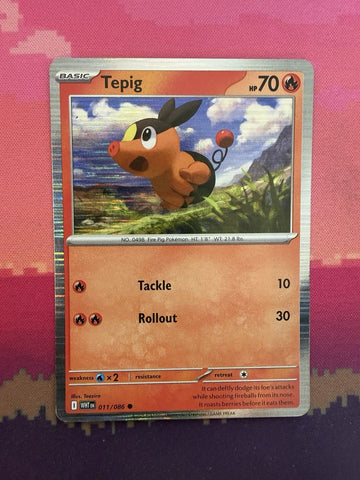 Pokemon Card Tepig White Flare Holo Rare 011/086 Near Mint