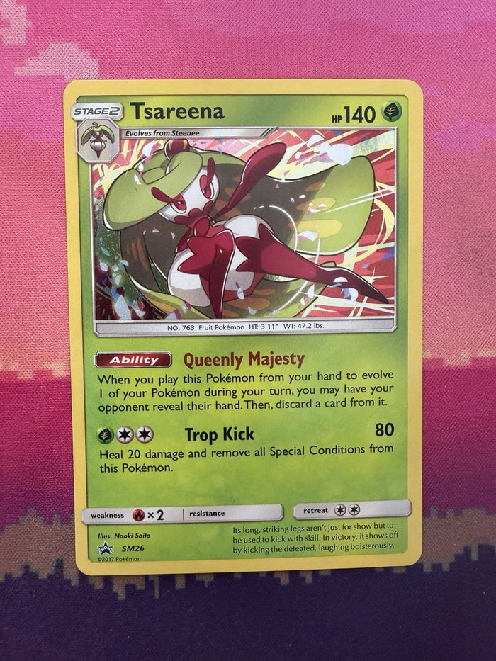Pokemon Card Tsareena Sun & Moon Black Star Promo Cosmo Holo SM26 Near Mint