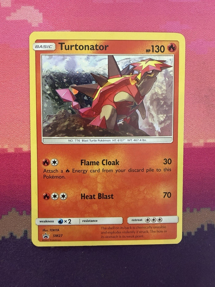 Pokemon Card Turtonator Black Star Promo Cosmo Holo SM27 Near Mint