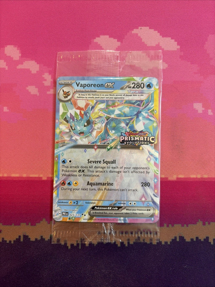Pokemon Card Vaporeon ex Prismatic Evolutions STAMPED 023/131 SEALED Near Mint