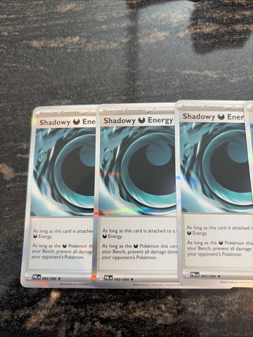 x4 Shadowy Darkness Energy - 083/084 Pitch Black Pokemon TCG Rare Holo Playset (back)