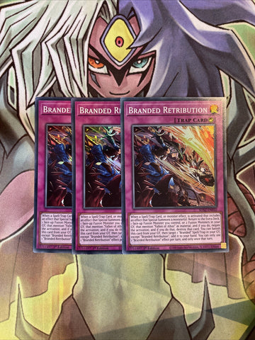 SDAZ-EN032 x3 Branded Retribution Super Rare Excellent Condition Yugioh