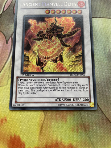 HA04-EN056 Ancient Flamvell Deity Secret Rare 1st Edition VLP YuGiOh Card (back)