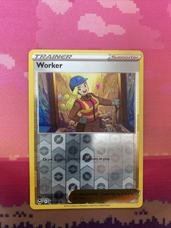 Pokemon Card Worker Silver Tempest Reverse Holo 167/195 Near Mint