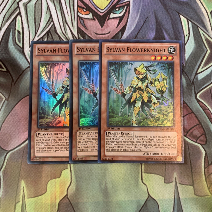 LVAL-EN018 x3 Sylvan Flowerknight Super Rare Excellent Condition Yugioh