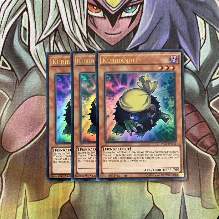 DRL3-EN042 x3 Kuribandit Ultra Rare Excellent Condition Yugioh