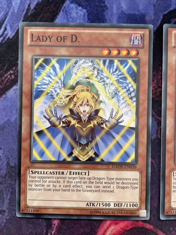 GAOV-EN036 x3 Lady of D. Common Yugioh Card 1st Edition New (back)