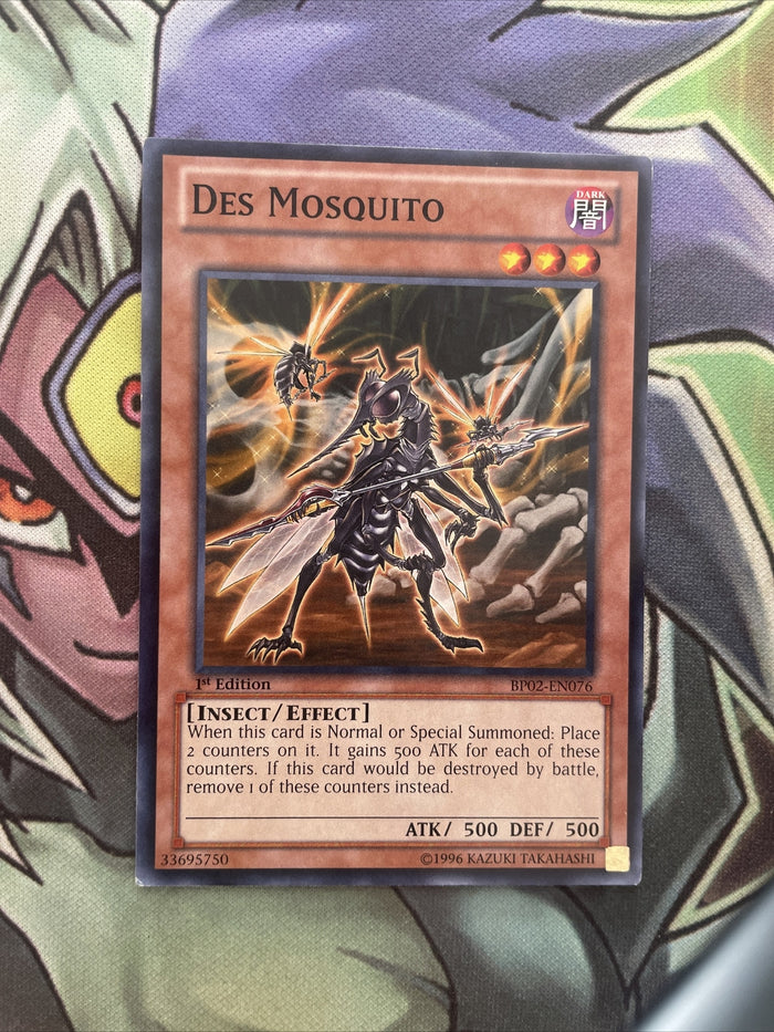 BP02-EN076 Des Mosquito Mosaic Rare 1st Edition NM Yugioh Card