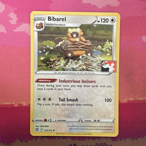 Pokemon Card Bibarel Prize Pack Cosmo Holo Rare 121/172 Near Mint